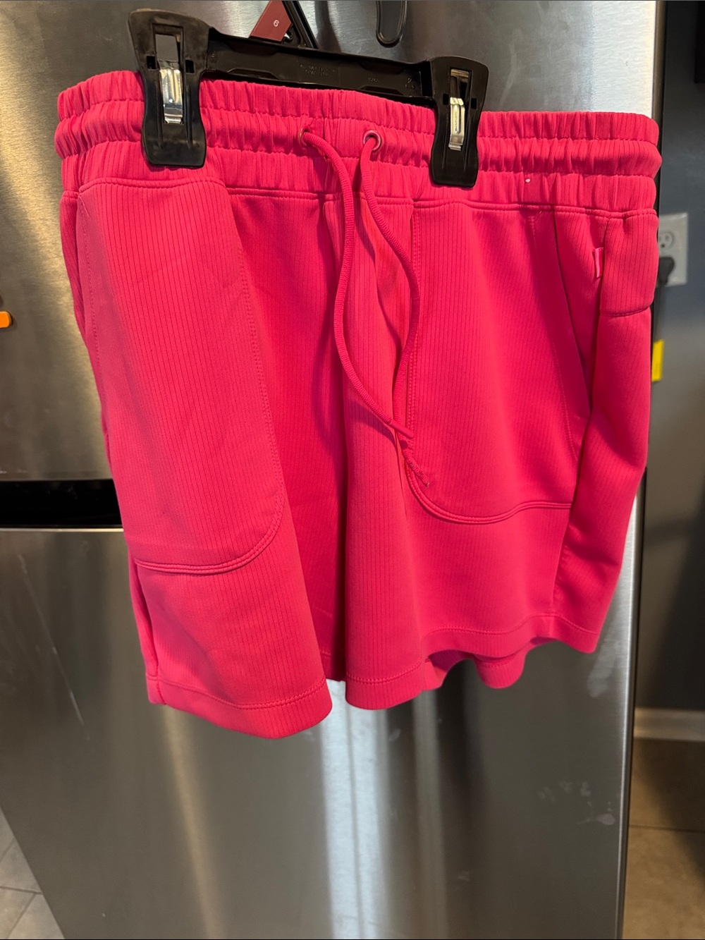 Mondetta Hot Pink Ribbed Drawstring Athletic Shorts
